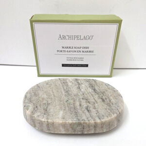 Archipelago Marble Soap Dish Natural Beige Oval 5.5x4x.7